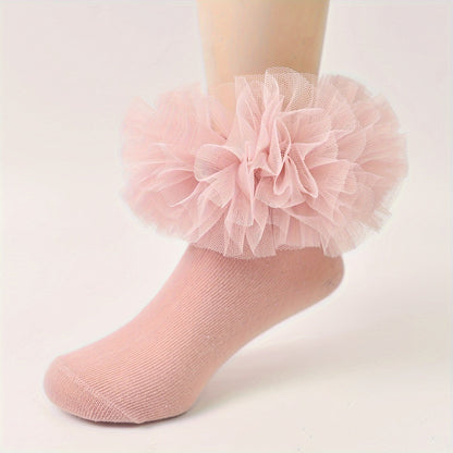 Girls Lace Crew Anklet Socks, Breathable Comfy Casual Socks, Fashion Socks