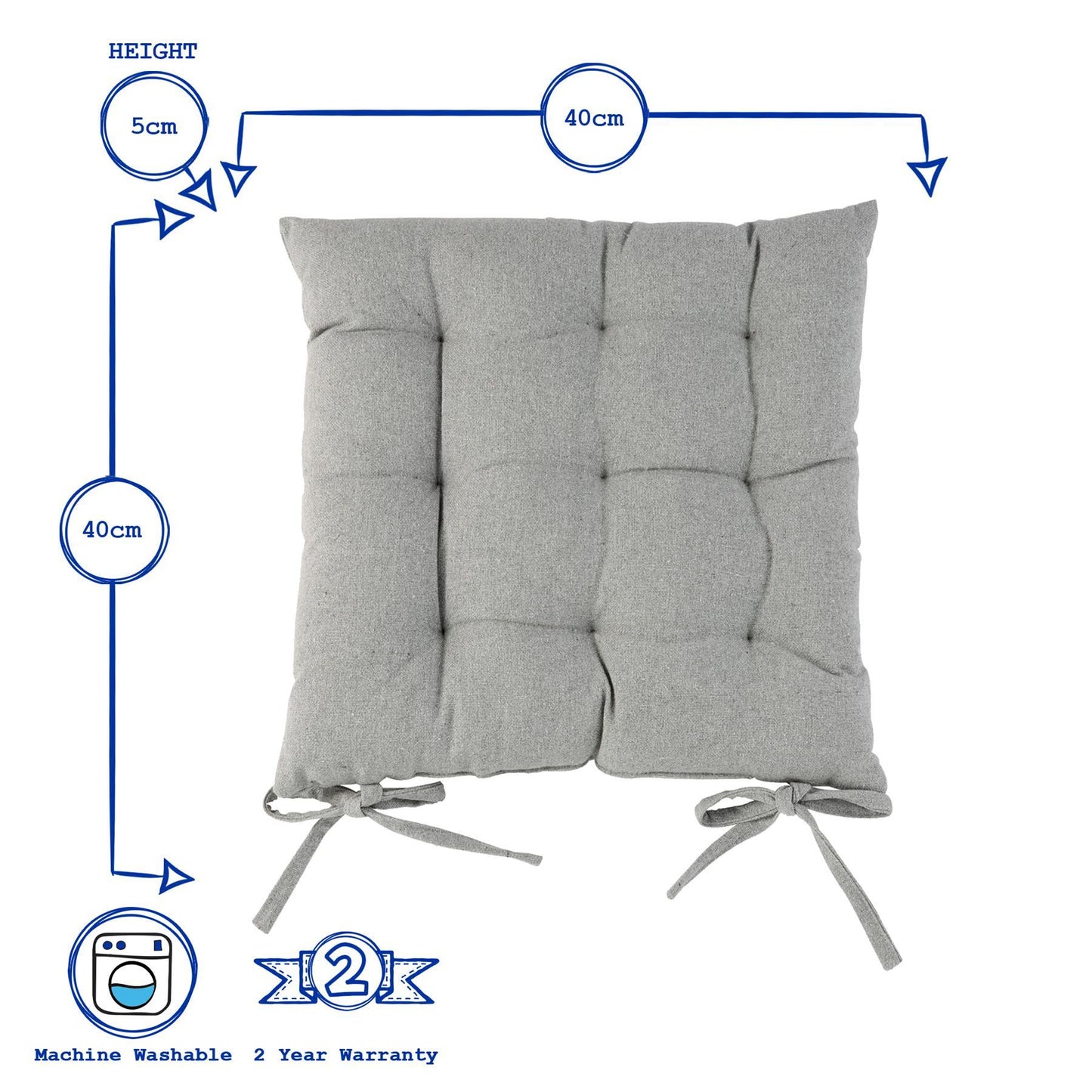 40cm Square Garden Chair Seat Cushion