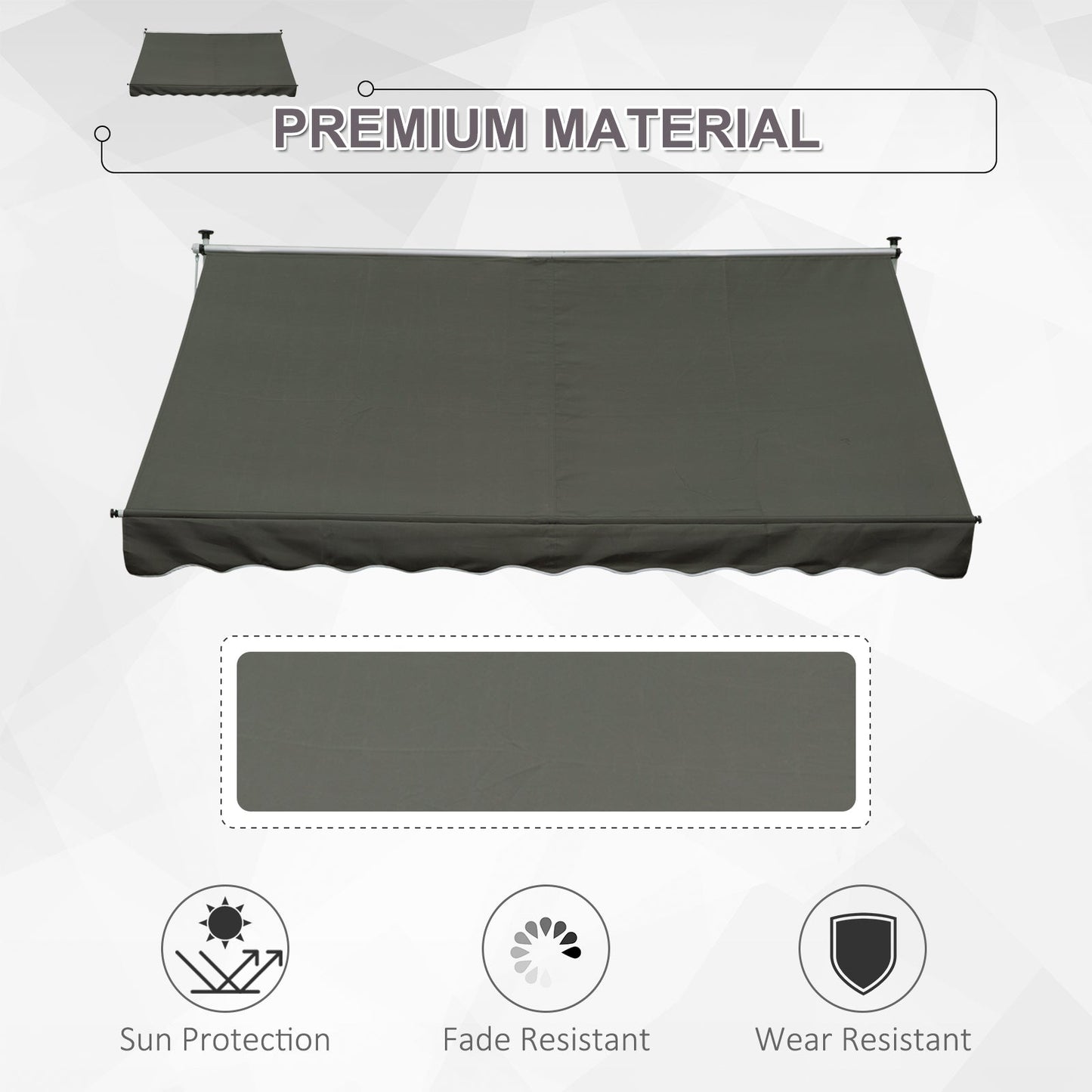 Outsunny 3x1.5m  Adjustable Outdoor Aluminium Frame Awning Grey