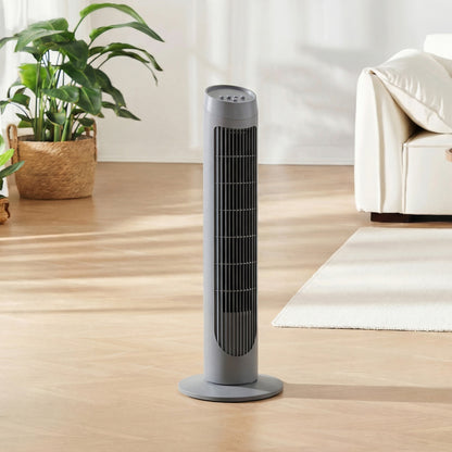 HOMCOM Tower Fan for Bedroom Cooling, 75cm Electric 70° Oscillating with 3 Speed Settings, Standing Floor Fan, Grey