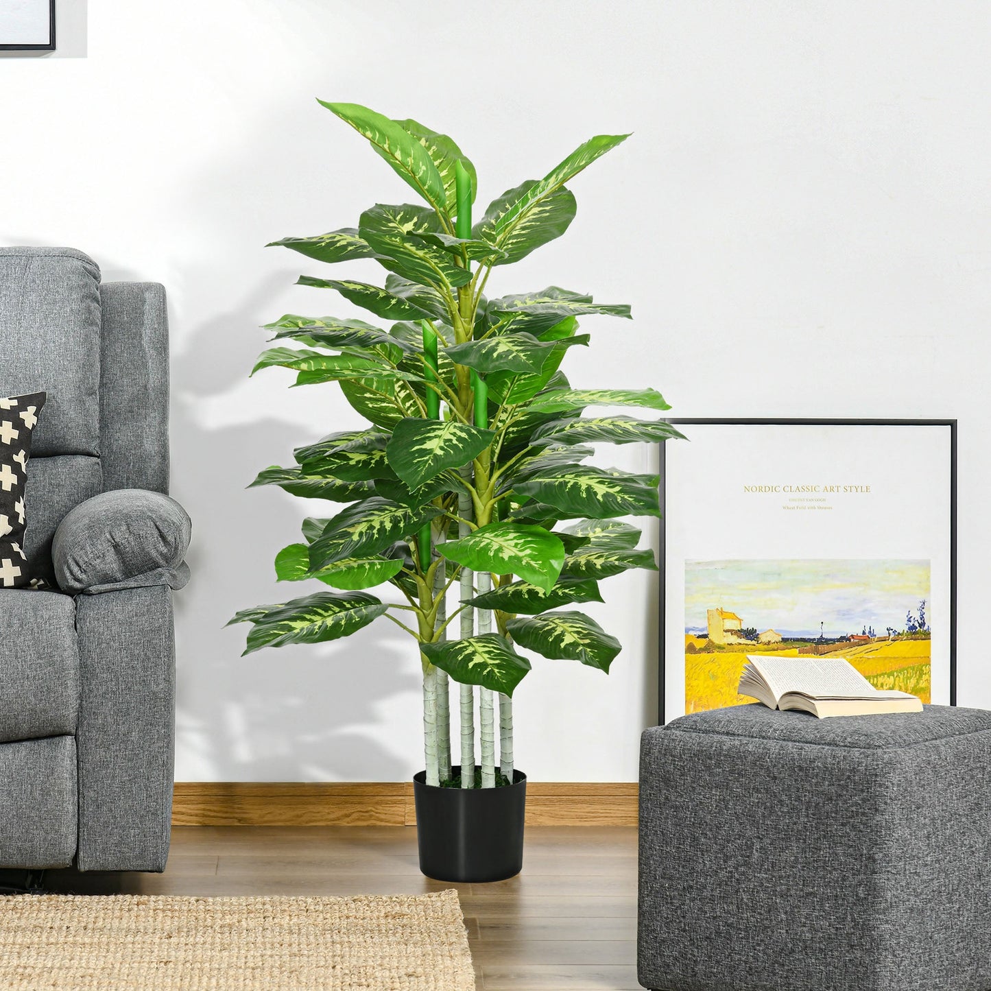 HOMCOM Artificial Evergreen Tree Fake Decorative Plant in Nursery Pot for Indoor Outdoor Decor, 120cm