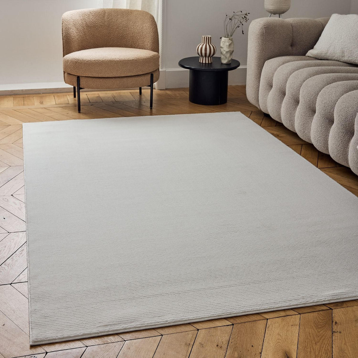 Carmel Cream Striped Rug | 6010
