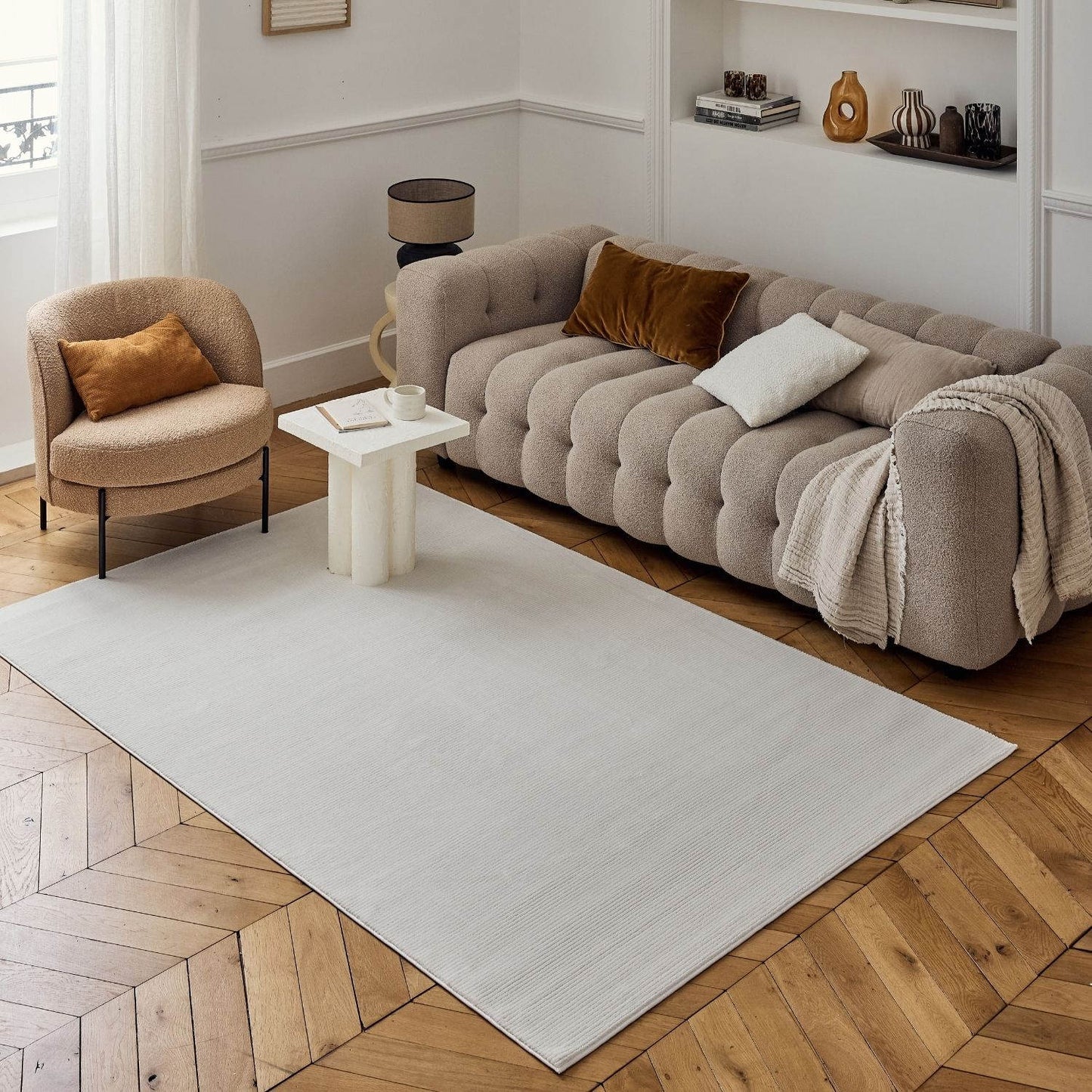 Carmel Cream Striped Rug | 6010