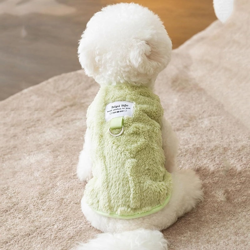 Autumn And Winter Dog Clothes Can Pull Simple Solid Color Two-legged Down Jacket Cat Warm Vest Pet Clothing