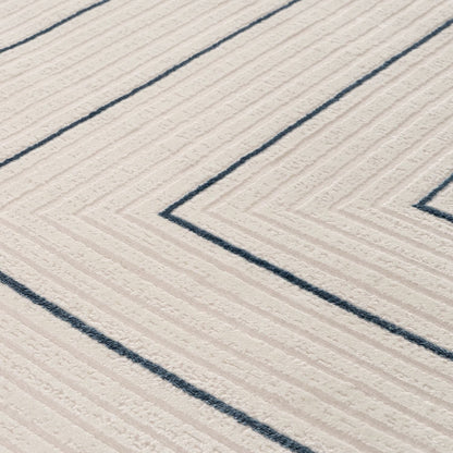 Carmel Cream-Blue Geometric Rug | 6040