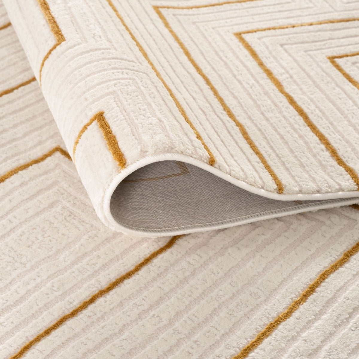 Carmel Cream-Gold Geometric Rug | 6040