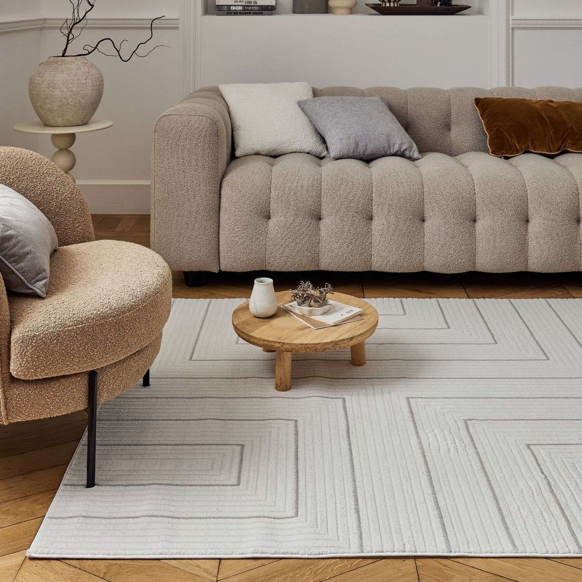 Carmel Cream-Grey Geometric Rug | 6040