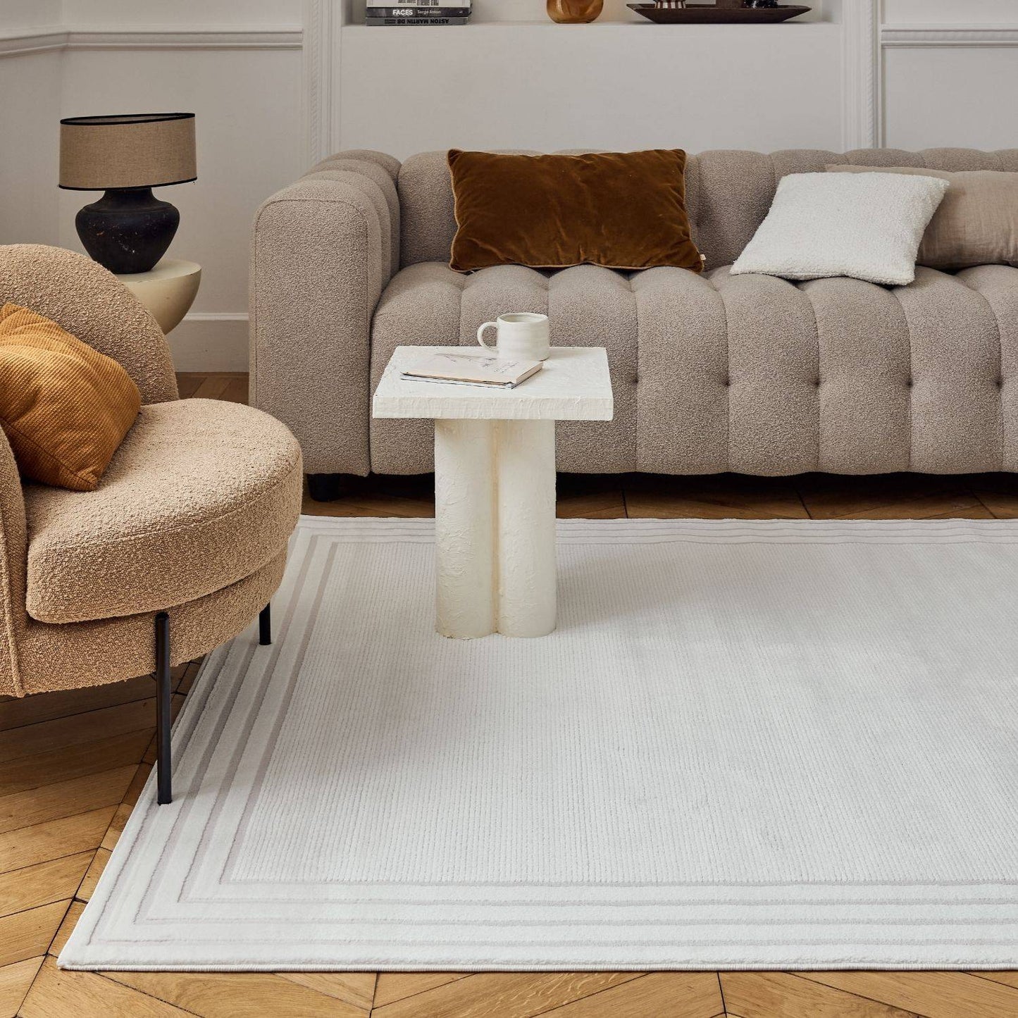 Carmel Cream Bordered Rug | 6060