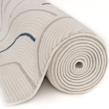 Carmel Cream-Blue Geometric Rug | 6070