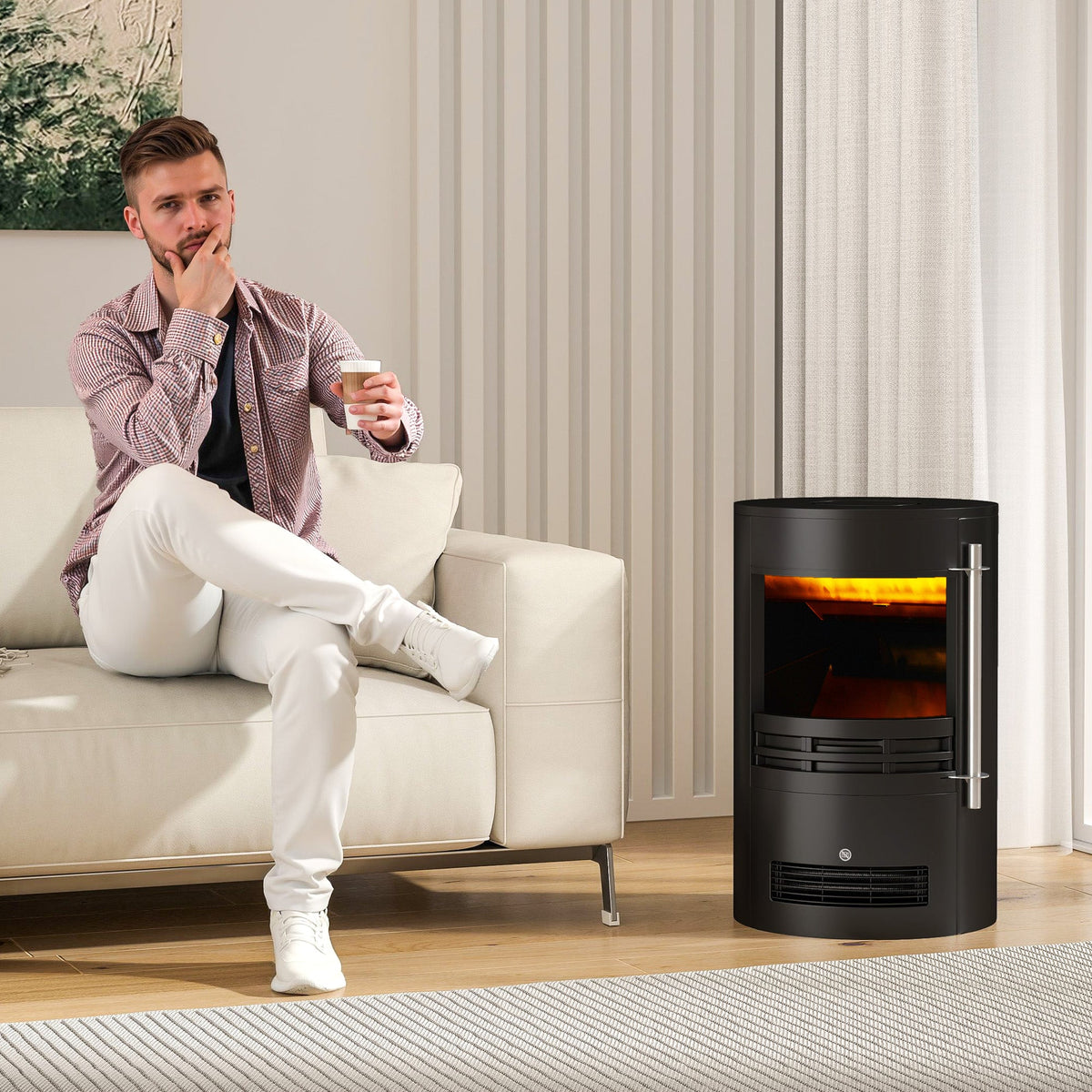 Electric Fireplace Heater 900W/1800W-Black