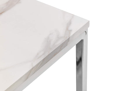 Julian Bowen Scala Dining Table, Marble Effect & Chrome - H75.5xW120xD80cm