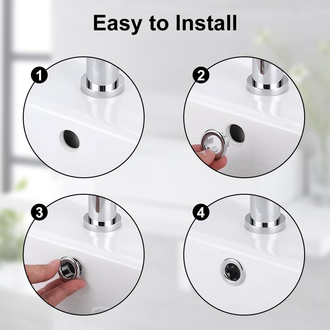 LICQIC Bathroom Sink Overflow Ring, Round Basin Overflow Trim
