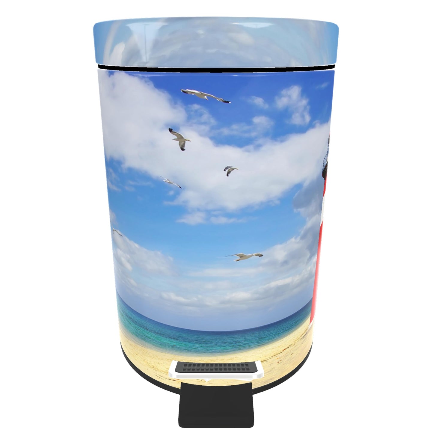 Sanilo Bathroom Bin 3L with Soft Close, Many New Cosmetic and Kitchen Waste Bins Available, Trash Can with Inner Bucket (Lighthouse)
