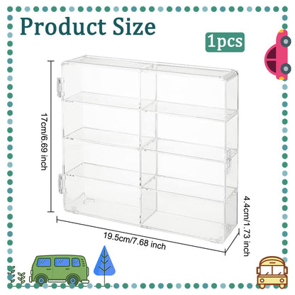 OLYCRAFT 8 Compartments Acrylic Car Display Case 19.5x17x4.4cm Small Cabinet Display Box Acrylic Model Car Displays Case Clear Bead Containers Clear