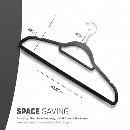 KEPLIN Velvet Hangers 20 Pack - Non-Slip Clothes Hangers with Tie Bar & 360° Hook - Durable & Sturdy, Space-Saving Wardrobe Organisers for Suits