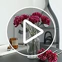 Rikyo 11 inch Bouquets 10 Stem Carnations,Outdoor UV Resistant No Fade Artificial Flower,Mini Carnation Silk Petals Fake Flowers Forever Plants for Home Party and Wedding Decor (White)