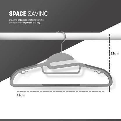 KEPLIN 20-Pack Non-Slip Hangers – Durable, Slimline Design for Space Saving with 360° Swivel, Tie Organiser, Strap Hooks, and S-Shape Opening