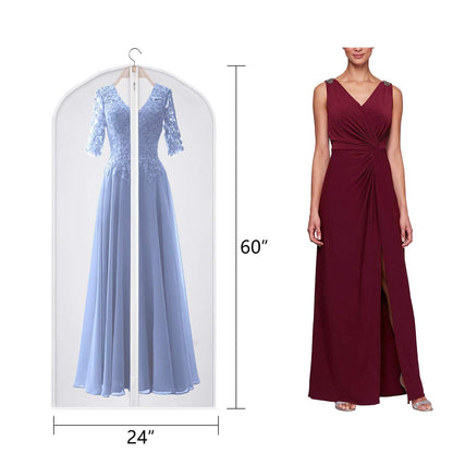 Univivi Hanging Garment Bags, 60 inch Suit Bags for Storage (Set of 12), PEVA Moth-Proof Breathable Dust for Long Dress Wedding Dress Bag
