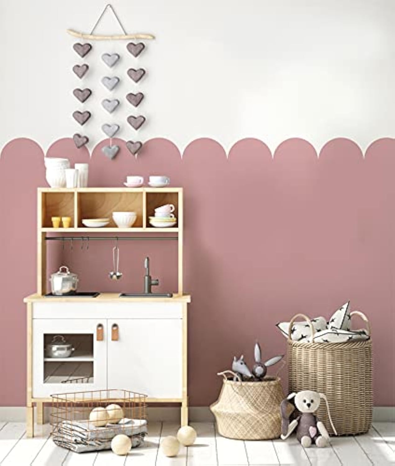 Scallop Wall Pattern Stencil, Nursery Border Painting Stencil, Reusable, Home Decor (Size M - 7.5X60CM)