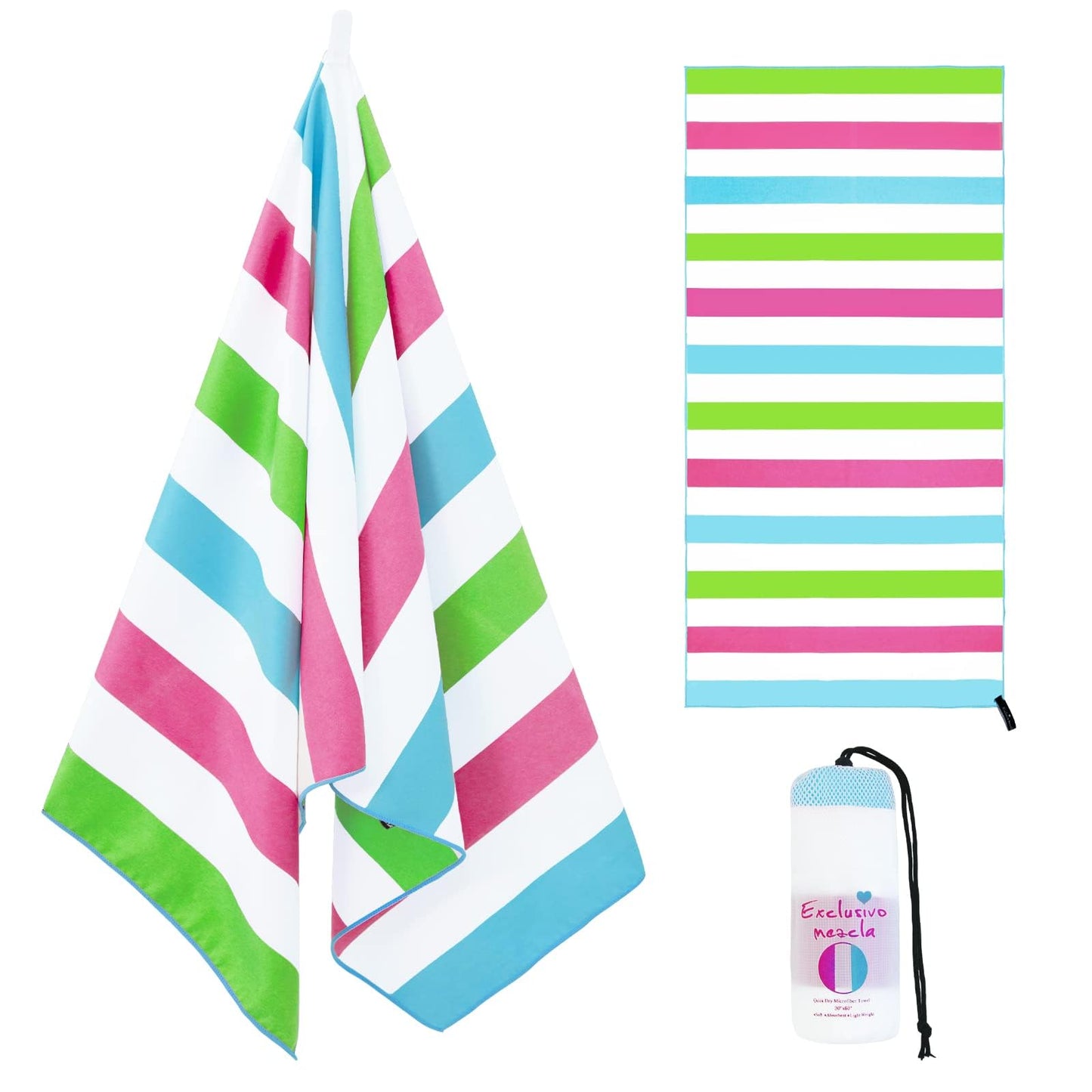 Exclusivo Mezcla Large Microfiber Quick Dry Beach Pool Towel, 152x76 cm