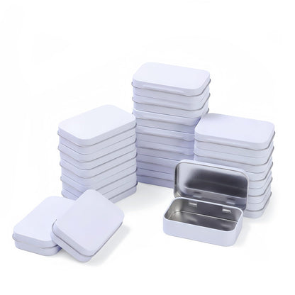 LJY White Hinged Metal Tins, 20 Pack, 3.7 x 2.4 x 0.9 in