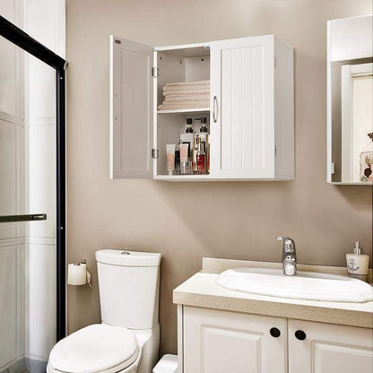 Yaheetech Bathroom Wall Cabinet, 2 Doors, 59.5 × 31 × 59.5 cm, White