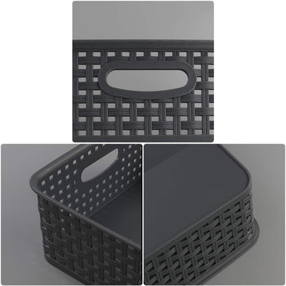 Cadineer A4 Storage Baskets, Plastic Office Paper Trays, Grey, 6 Pack