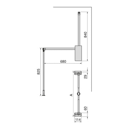 Emuca - Sway pull-down wardrobe rail lift, 830-1150mm, Steel, Aluminium and Plastic, Titanium painted
