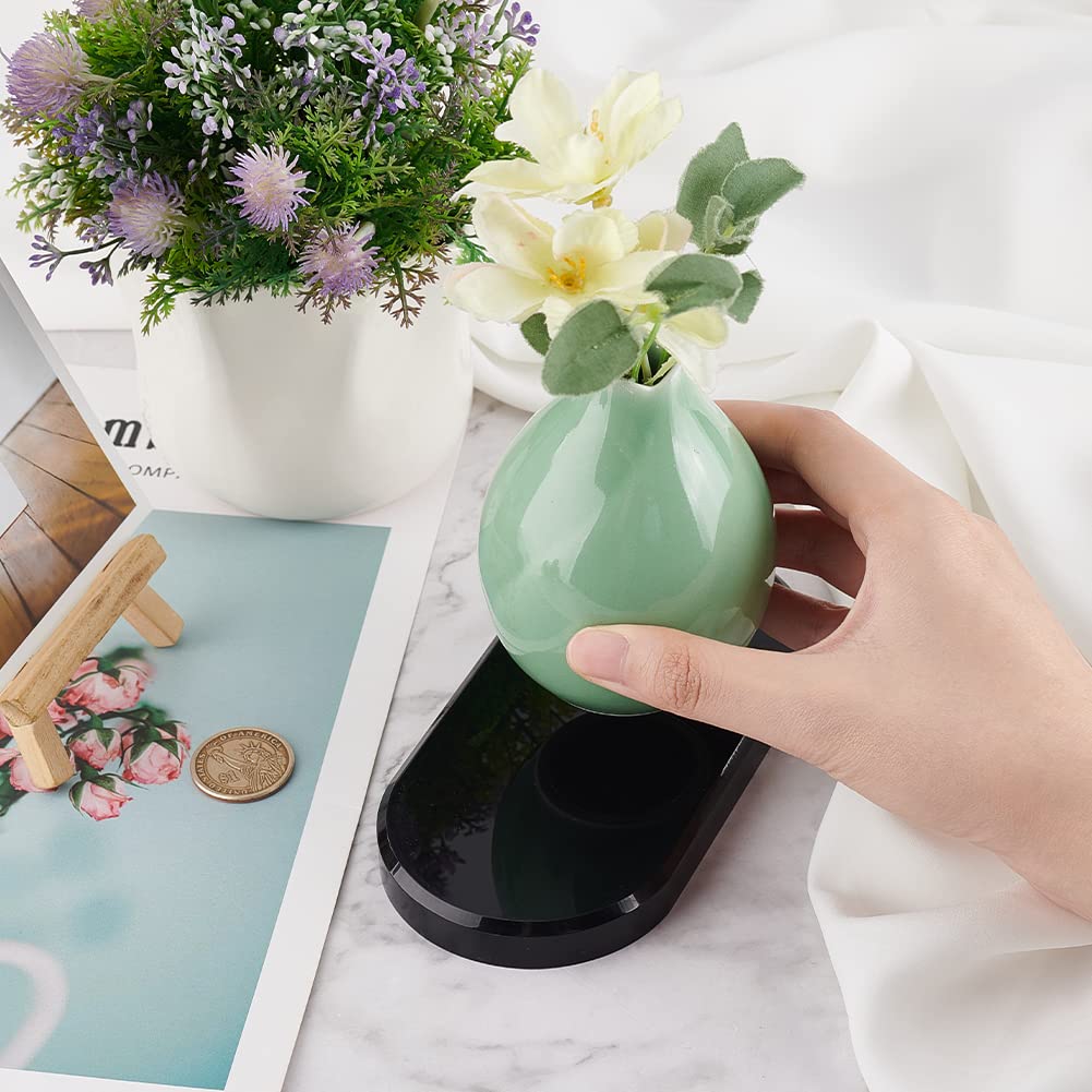 FINGERINSPIRE Acrylic Oval Beveled Display Base 15x7.6x1.4cm (LxWxH) Black Acrylic Jewelry Display Stand for Home Decor Showing Photography Props