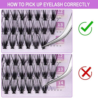 Cluster Eyelash 240pcs 40D 0.07 D Curl 10mm Cluster Eyelashes Extensions, Soft Individual Lashes Natural False Eyelashes Clusters DIY Eyelash Extension At Home (10mm, 40D-D-0.07)