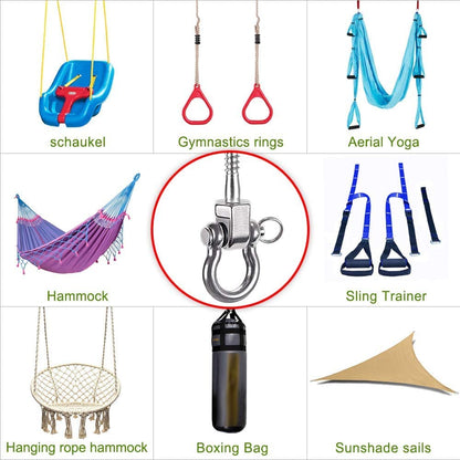 BeneLabel Hammock Bolt 6Pcs Hammock Fixings, Antirust SUS304 Swing Brackets for Wood 816Kg Capacity, Indoor Outdoor Playground Yoga Hammock Chair