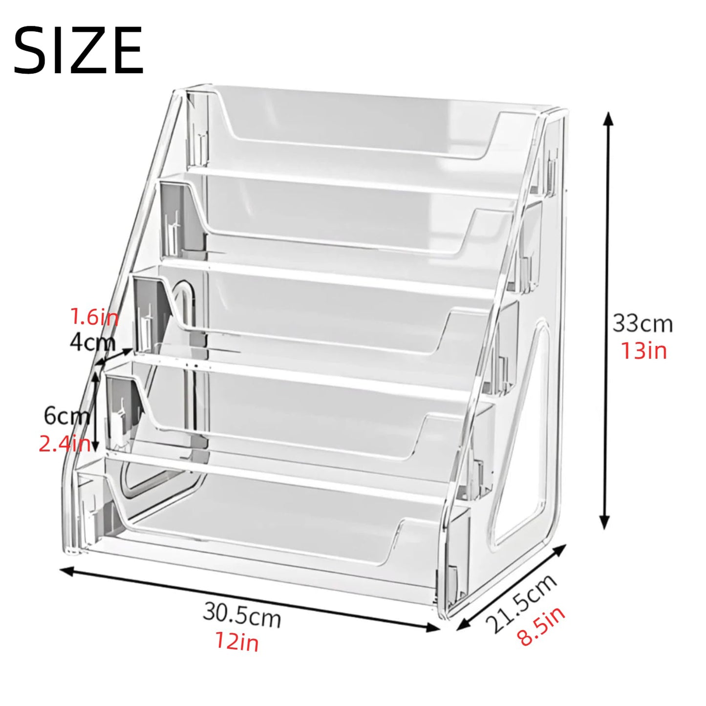 BSLVV 5 Tier Acrylic Display Stand for Trading Cards and Collectibles Clear Vertical Holder with Easy Assembly Perfect for Graded Slabs Postcards