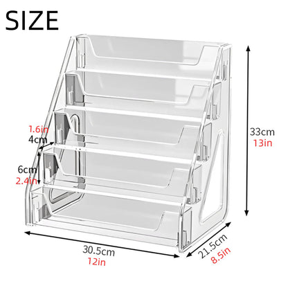 BSLVV 5 Tier Acrylic Display Stand for Trading Cards and Collectibles Clear Vertical Holder with Easy Assembly Perfect for Graded Slabs Postcards
