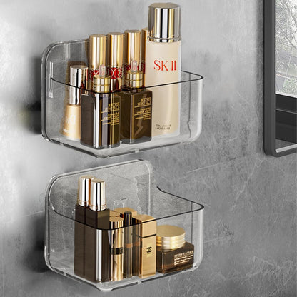 SenaiMy 2 Pack Bathroom Shelf, No Drill Suction Shelf, Shower Organiser, Clear Caddy, Self Adhesive Shelves for Family