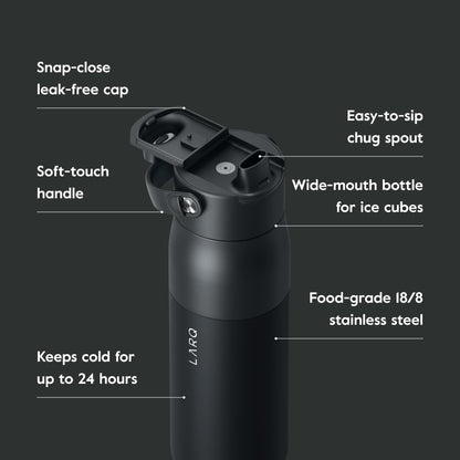 LARQ Bottle Swig Top 23oz - Insulated Stainless Steel Water Bottle with Built-in Silicone Handle | Thermos, BPA Free | Reusable Water Bottle for