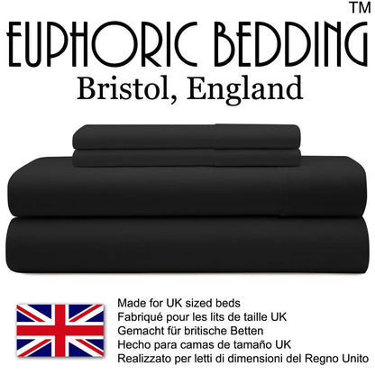 Euphoric Gifts 100% Pure Cotton (Egyptian Cotton) SUPER KING SIZE Duvet Cover Bed Set in Plain Black  includes duvet cover, fitted sheet &