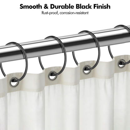 Lunhoo 20-Pack 50 mm Shower Curtain Rings, Shower Curtain Hooks, Multi-Purpose Round Clips, Large Metal Binder Ring, Key Ring (Black)
