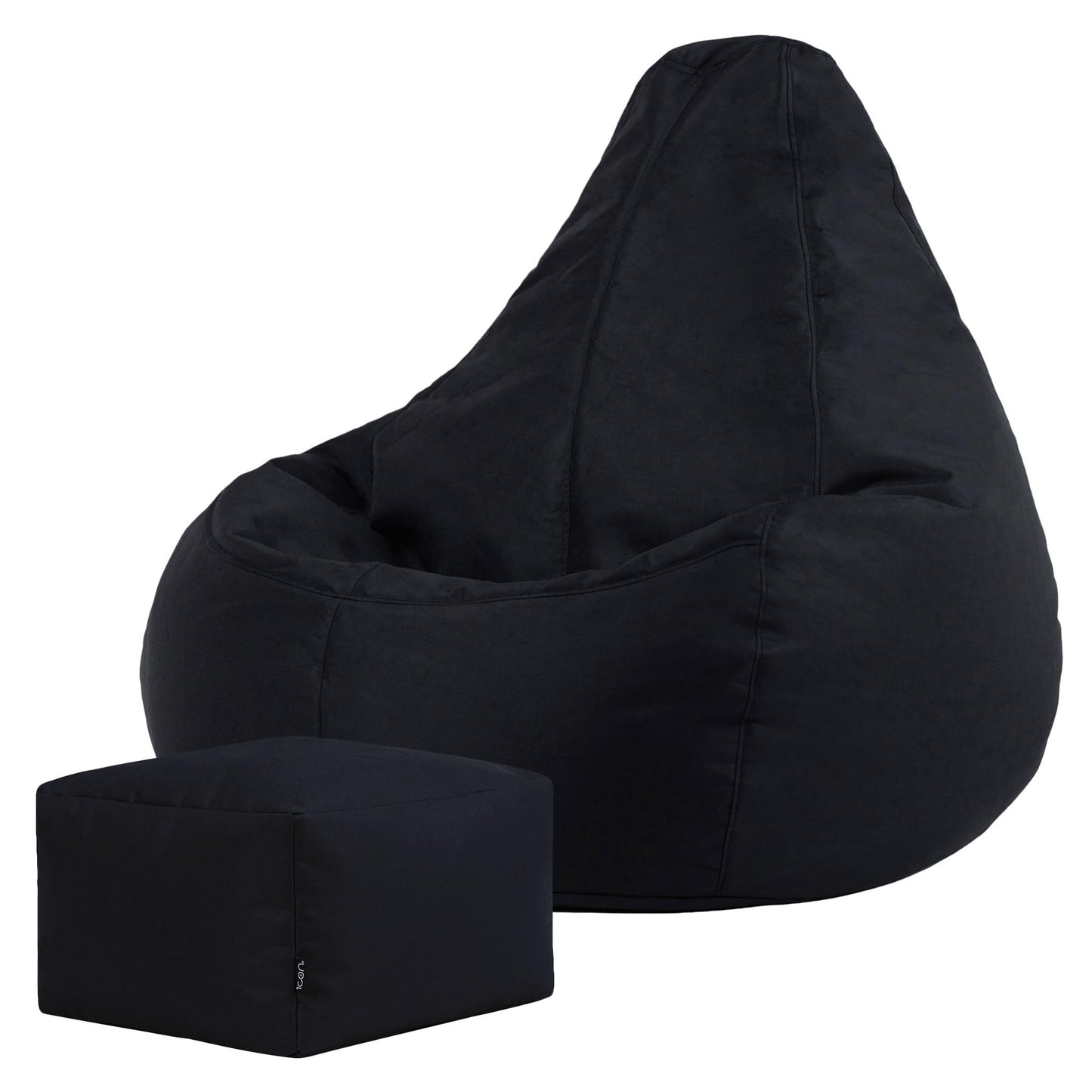 Bean Bag Bazaar Outdoor Bean Bag & Footstool with Filling Included, Black