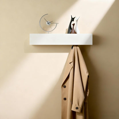 PHMING Coat Rack Wall Mounted 43.5cm, Coat Hooks with Shelf