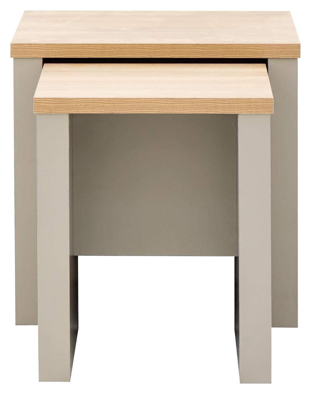 GFW Lancaster Nest of Tables, Grey and Oak Effect Occasional Tables, Space Saving Side Tables, Country Cottage Living Room Furniture Set of 2