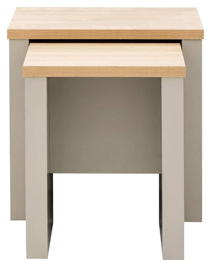 GFW Lancaster Nest of Tables, Grey and Oak Effect Occasional Tables, Space Saving Side Tables, Country Cottage Living Room Furniture Set of 2