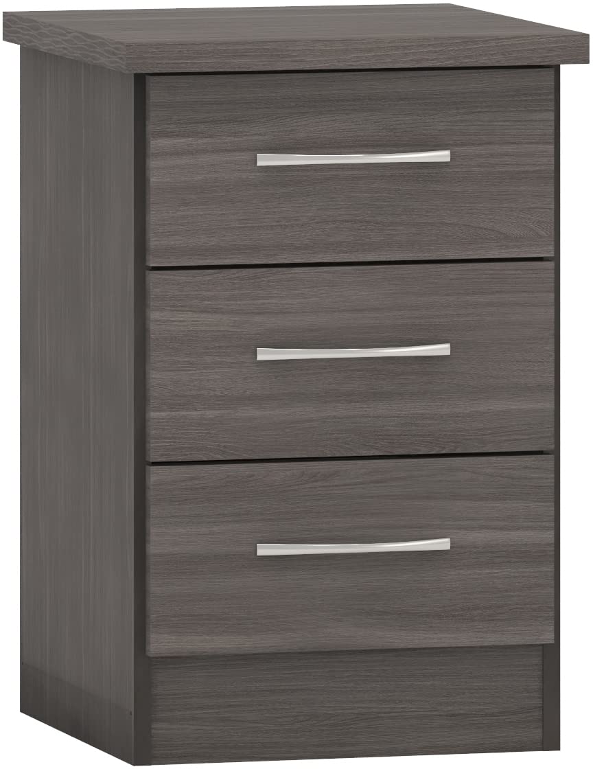 Seconique Nevada 3 Drawer Bedside in Black Wood Grain