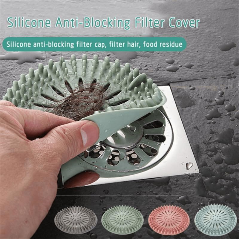 Set of 4 Silicone Hair Catchers for Shower Drains, Sink Strainers & Protectors – Durable