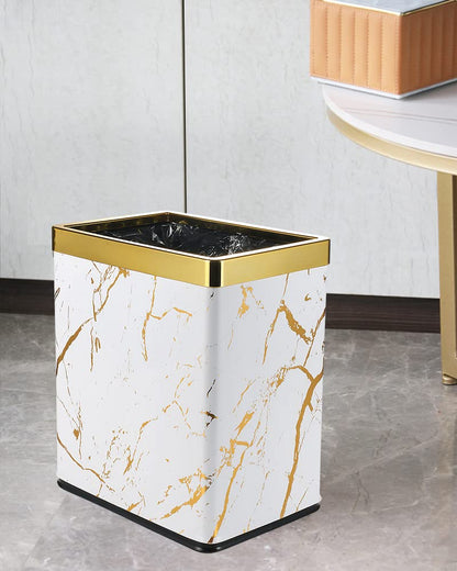 Small Bedroom Waste Bin,Trash Bin for Bathroom Office Hotel,White Gold