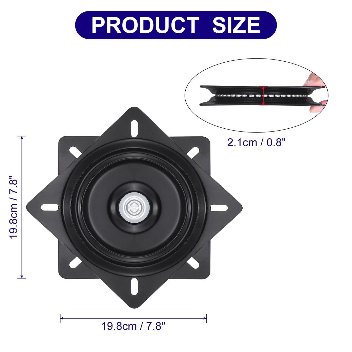 uxcell 2 Pack 8 Inch Bar Stool Swivel Plate Replacement, Ball Bearing Seat Swivel Base 300lbs Capacity for Bar Stool, Swivel Chair or Recliner, Black