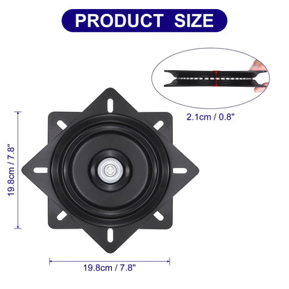 uxcell 2 Pack 8 Inch Bar Stool Swivel Plate Replacement, Ball Bearing Seat Swivel Base 300lbs Capacity for Bar Stool, Swivel Chair or Recliner, Black
