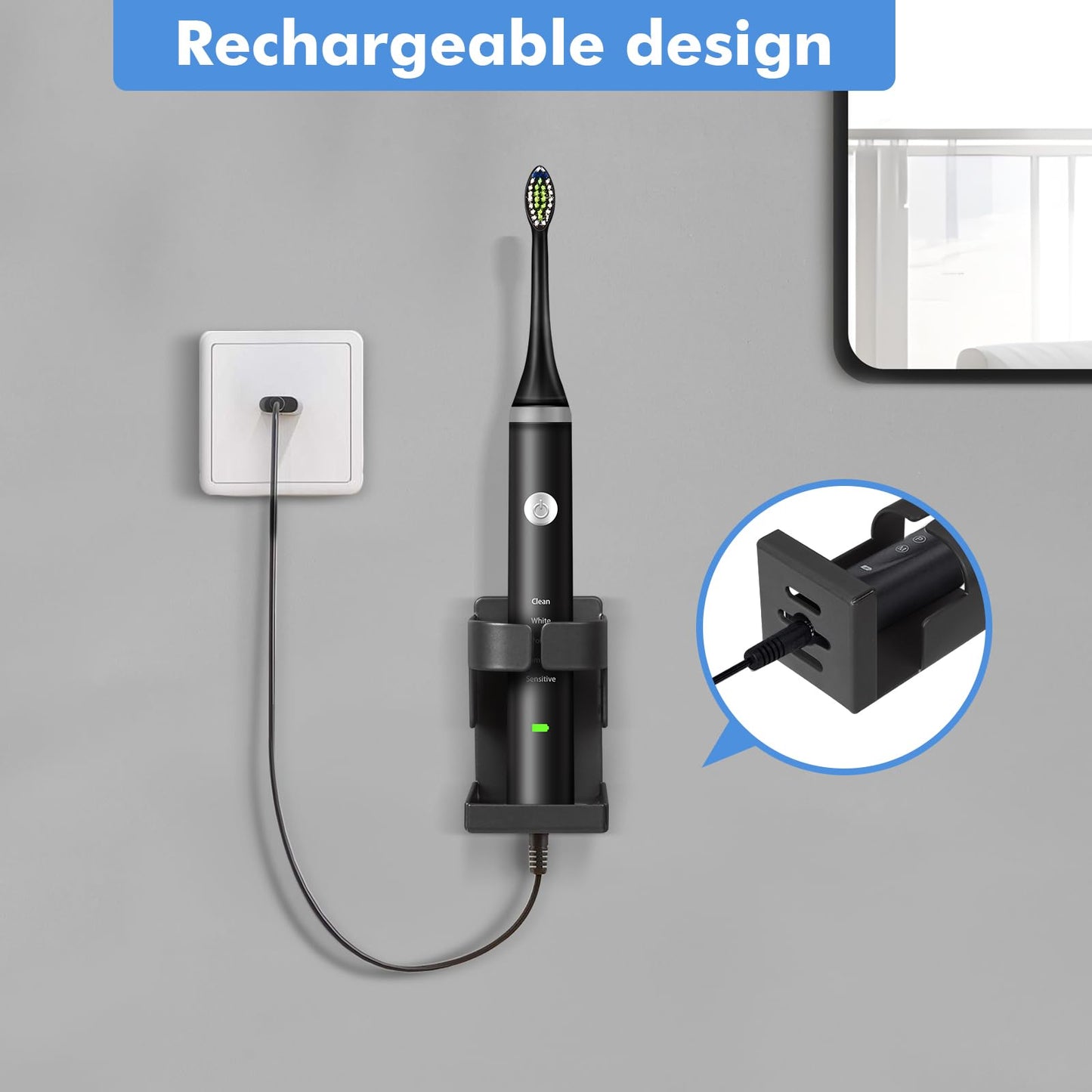 Minicoco 4Pcs Electric Toothbrush Holder Wall Mounted, No Drilling Toothbrush Stand Organizer