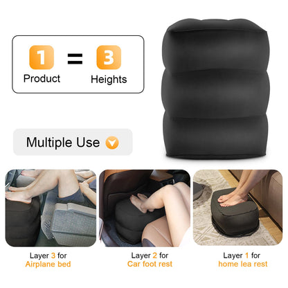 Maliton Airplane Footrest, Inflatable Foot Rest for Kids (Black, 1 Pack)