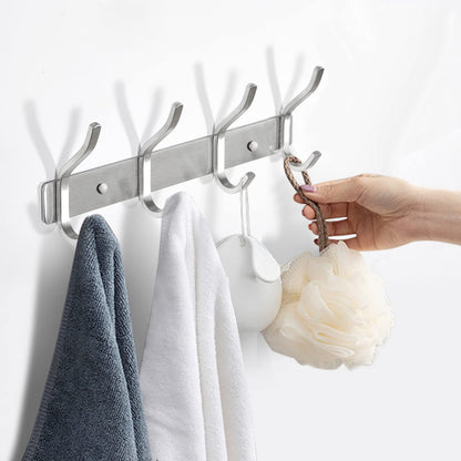 MEIJO Coat Hooks Wall Mounted, Coat Rack Wall Mounted Stainless Steel with 4 Hooks Heavy Duty Coat Hooks for Door, Bedroom, Bathroom, Kitchen