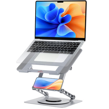 MEGETGOD Laptop Stand for Desk - Ergonomic 3 Layer Adjustable Height & 360° Rotating Laptop Riser
